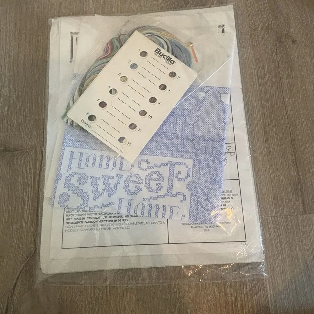 Bucilla Home Sweet Home Stamped Cross Stitch Kit Vintage 1999 Dog Sampler 15x12